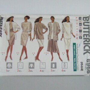 Butterick 6966 skirt suit sewing pattern uncut vintage blazer jacket blouse 80s